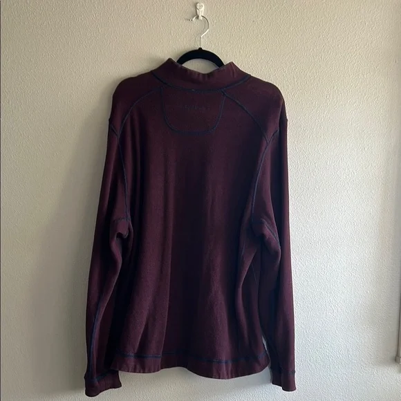 Tommy Bahama Flipshore Half-Zip Reversible Sweatshirt Navy/Burgundy - Picture 10 of 11